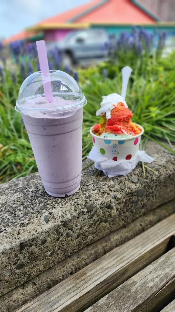 Huckleberry Milkshake and Ice Cream Sundae